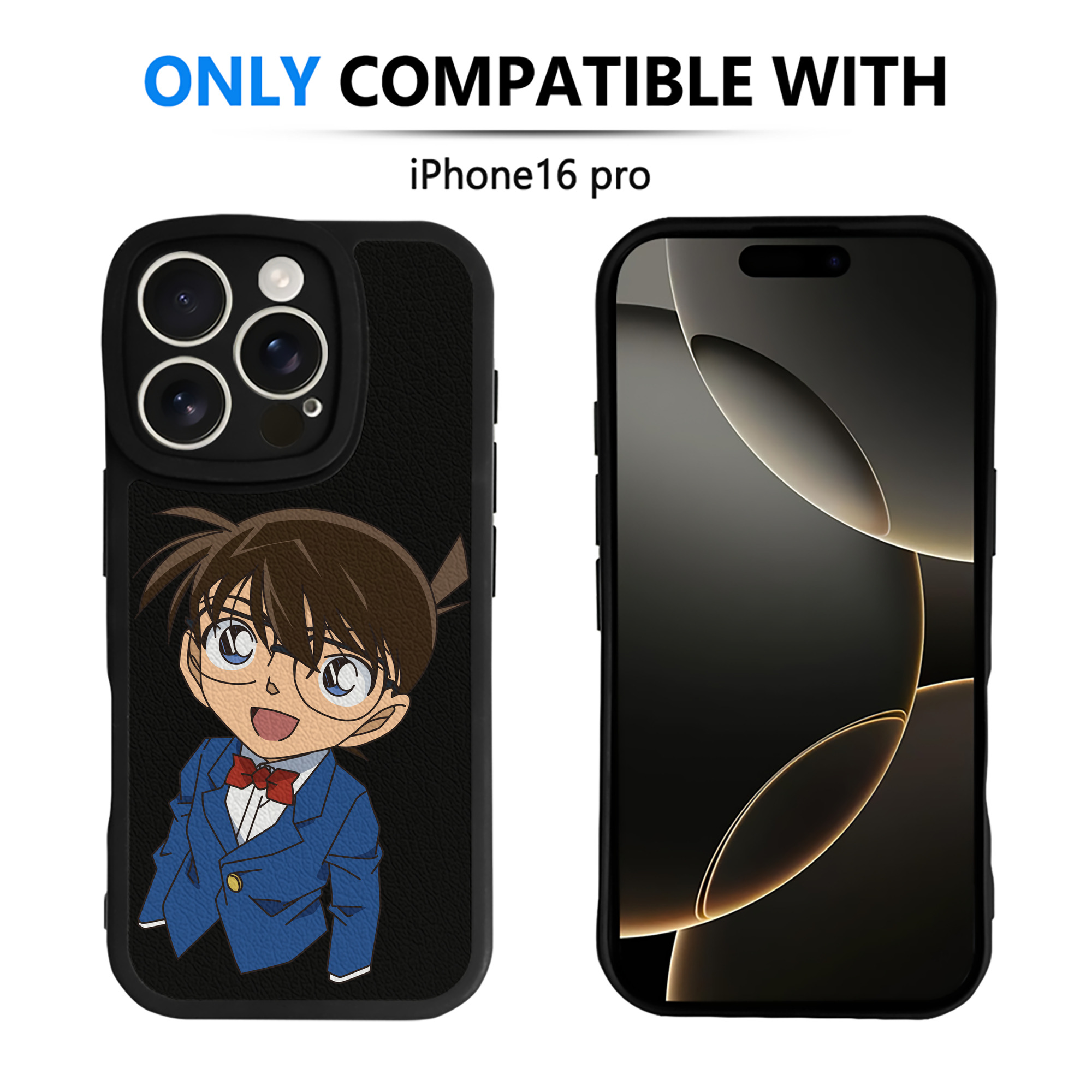 （画像用） 名探偵コナン 江戸川 コナン Detective Conan Conan Edogawa 【iPhone 16シリーズ対応】シリコンスマホケース（レザー調） 材質：シリコン